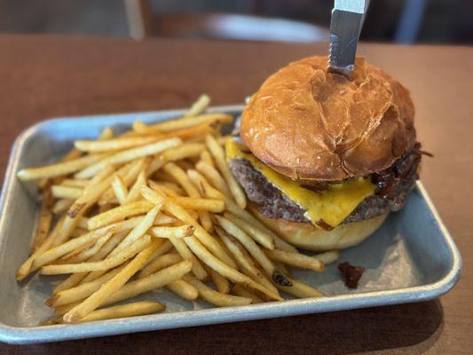 Friend Onion Burger with fries
