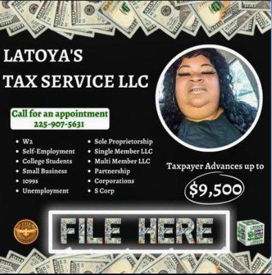 I'm still taking last minute fillers call me (225-408-9412) for all ur tax needs