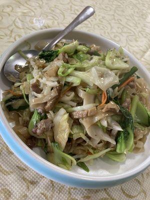 Shredded pork fried fish noodle