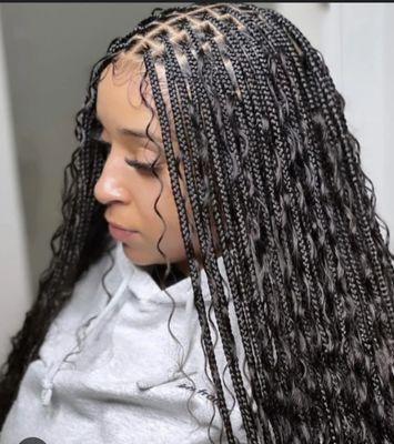 Boho knotless braids