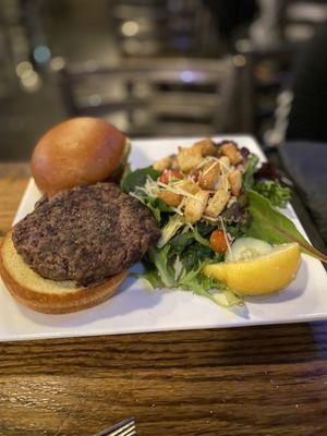 Bison burger with side salad