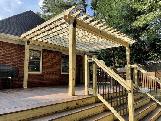 Deck and pergola build by Neighborhood Lawn Care and landscaping