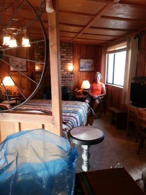 Our cabin's bedroom/living room.