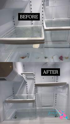 Before & After deep clean refrigerator