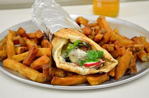 Original Falafel soaked in Tahini sauce! Yum yum!