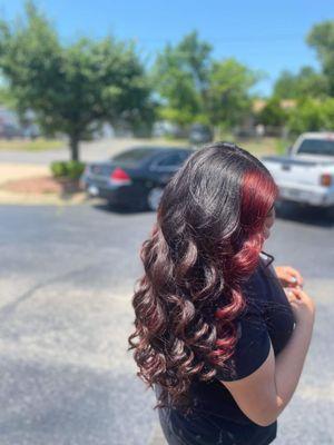 Red money piece and red peekaboo's throughout