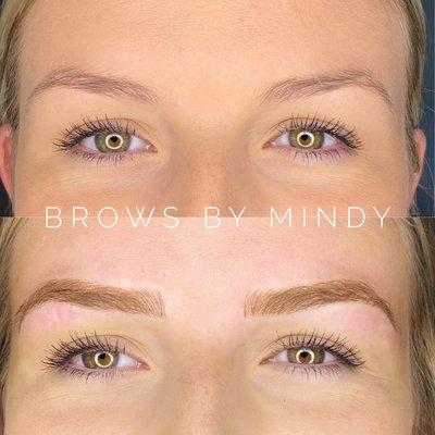 Microblading by Mindy. Blonde can be an eyebrow challenge. But we knocked this out of the park.