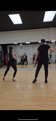 Belen and Dakota teaching the Bachata class
