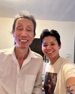 Mo Yvonne (pictured) comes from a family of healers, her father (pictured) was an acupuncturist in China.