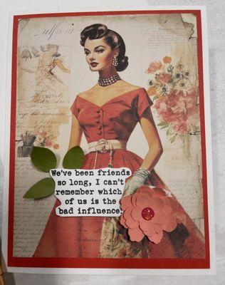 Sassy, snarky greeting cards. Learn to make your own in class. Scan qr code to see offereings. or www.vandacreations.com/classes