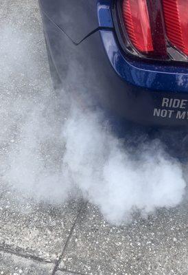 Smoking before I even left driveway of shop.