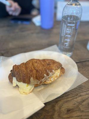 Breakfast sandwich on croissant roll
