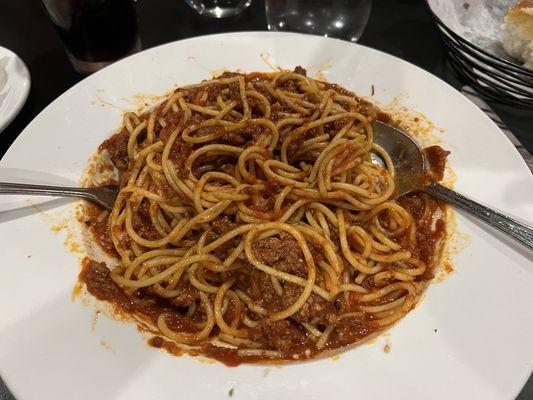 Spaghetti with bolognese sauce.