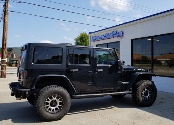 2014 Jeep Wrangler Rubicon unlimited with 2 1/2 inch lift installed at Richards Auto in new Baltimore, Michigan.