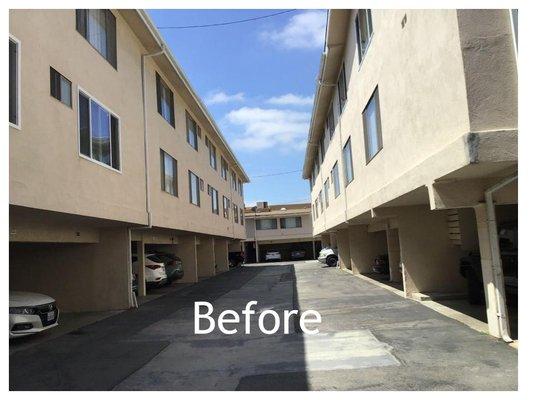 Apartment building before window installations