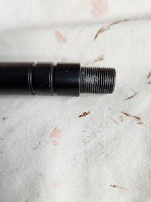 This is a photo of my KelTec CMR 30 SBR barrel after threading by YardArms.