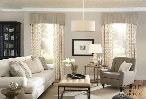 Valances can work as the perfect solo treatment for your windows or combine them with roman shades or drapery panels.