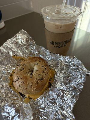 field of dreams latte and bacon & egg bagel: amazing!