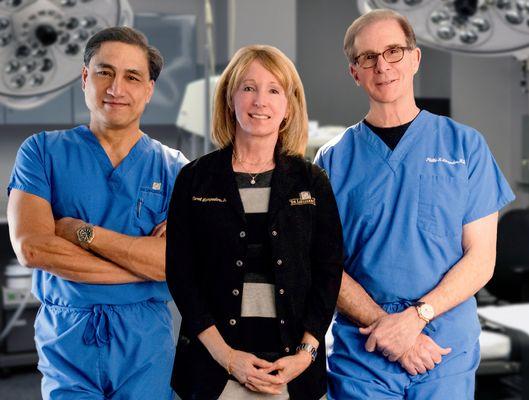 From Left to Right: Roberto D. Lachica, M.D., Carol H. Langsdon, RNP, and Phillip R. Langsdon, M.D. in The Langsdon Clinic O.R.