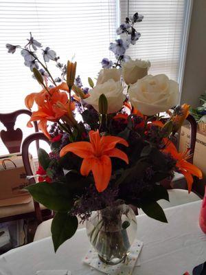 Recipient's daughter says this pic does not do the flowers justice.