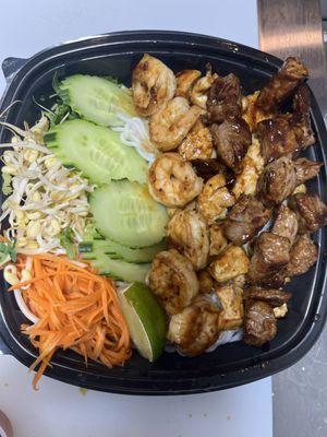 Spicy Chopsticks bowl TRIO. Chicken steak and shrimp