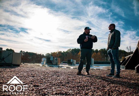 Our leak detection experts can find water seepage even on built up roofs like these. Schedule your roof inspection today!