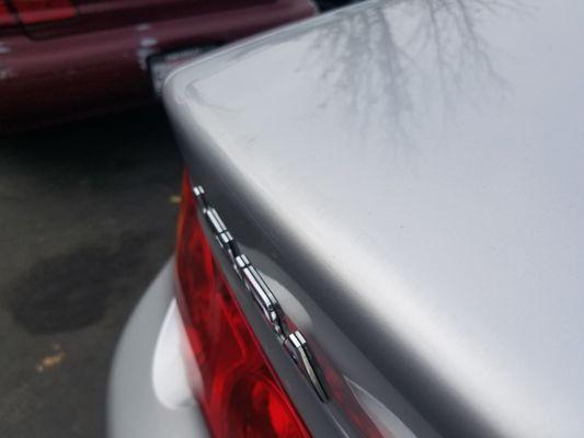 Paint smudge on top of trunk lid
