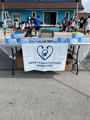 G.E.H donated hand sanitizer at the Youth with a Future back to school giveaway.