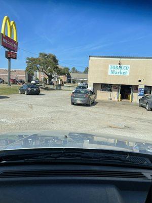 Store front and drive through is on the left side... drive around the back of the building.