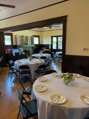 Table set up at San Jose Clubhouse