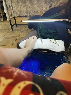 Getting a pedicure