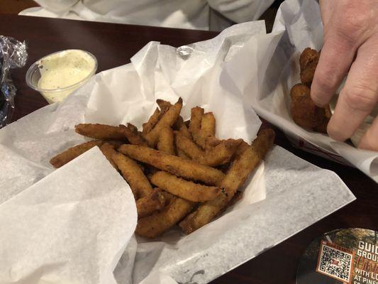 Deep Fried Pickle Spears with Jalapeno Ranch