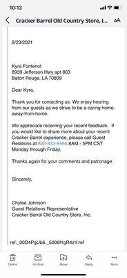 I won't be back. I posted my review because my gift card is zero when I only used half of it.