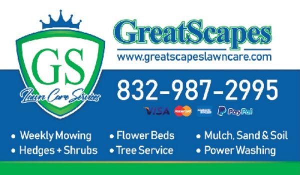 GREAT service every time. GREAT prices everyday. GreatEscapes Lawn Care, TX