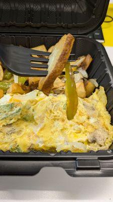 Spanish Omelette Platter with potatoes and a bagel..free coffee too!