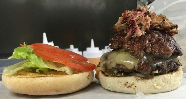 Pasture/Grass Finished Beef and smoked pulled Pork