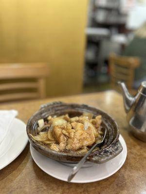 35. Chicken Clay Pot with Mushroom and Chinese Sausage