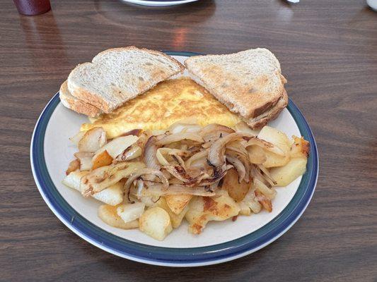 Feta Omelette and Home Fries with Onions