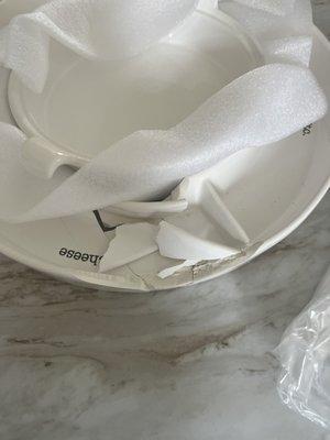 Broken from poor packaging