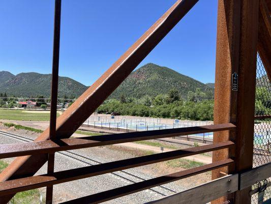 Crossing the pedestrian bridge