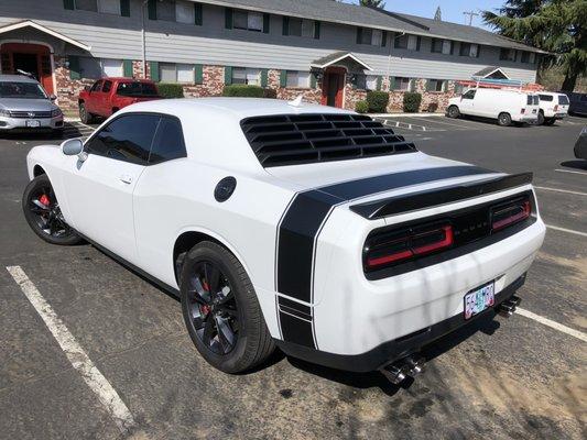 Rear window louvers, tint and stripe kit