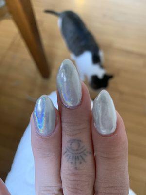 The acrylic set that Vickie did, either the day of or after I got them done