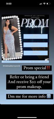 Prom Szn is here! Must show school ID to get this special