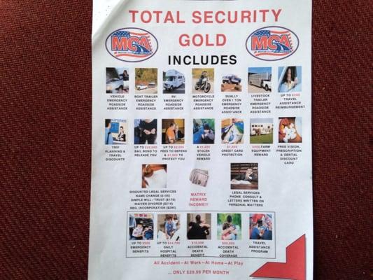 Total Security Gold Includes All Accident- at Work - At Home - At Play Only $29.99 Per Month!