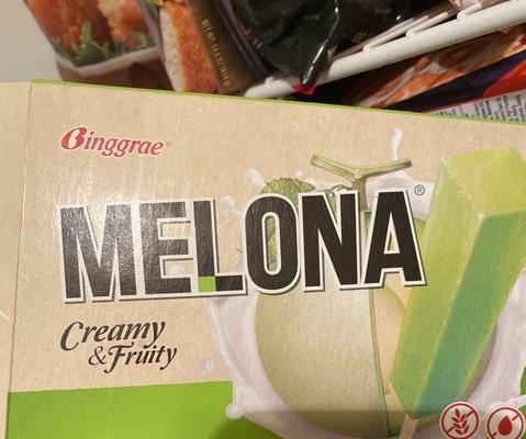 Melona Ice cream bars, melon flavored. Awesome I've cream snack