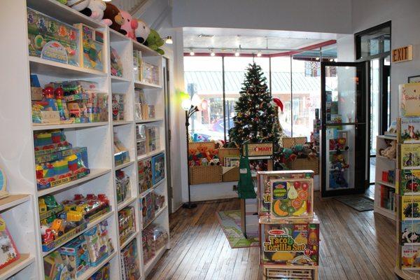 A view across the store at Christmas time.