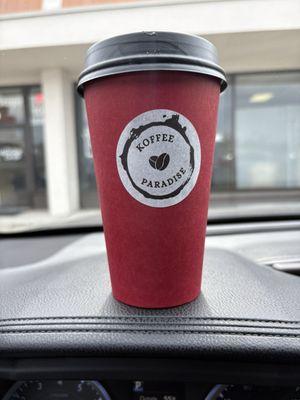 Caramel medium latte with almond milk. Sooo good!