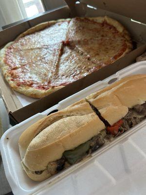 Plain pie and cheesesteak deluxe