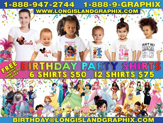 We have Cartoon Birthday shirts for your special Party
