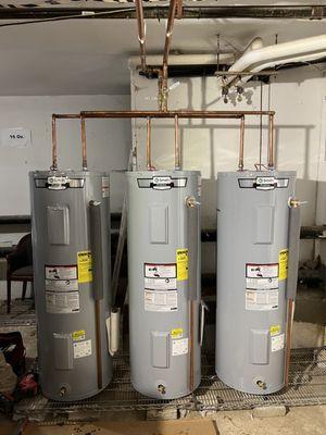 Temporary hot water . Installing new boiler .